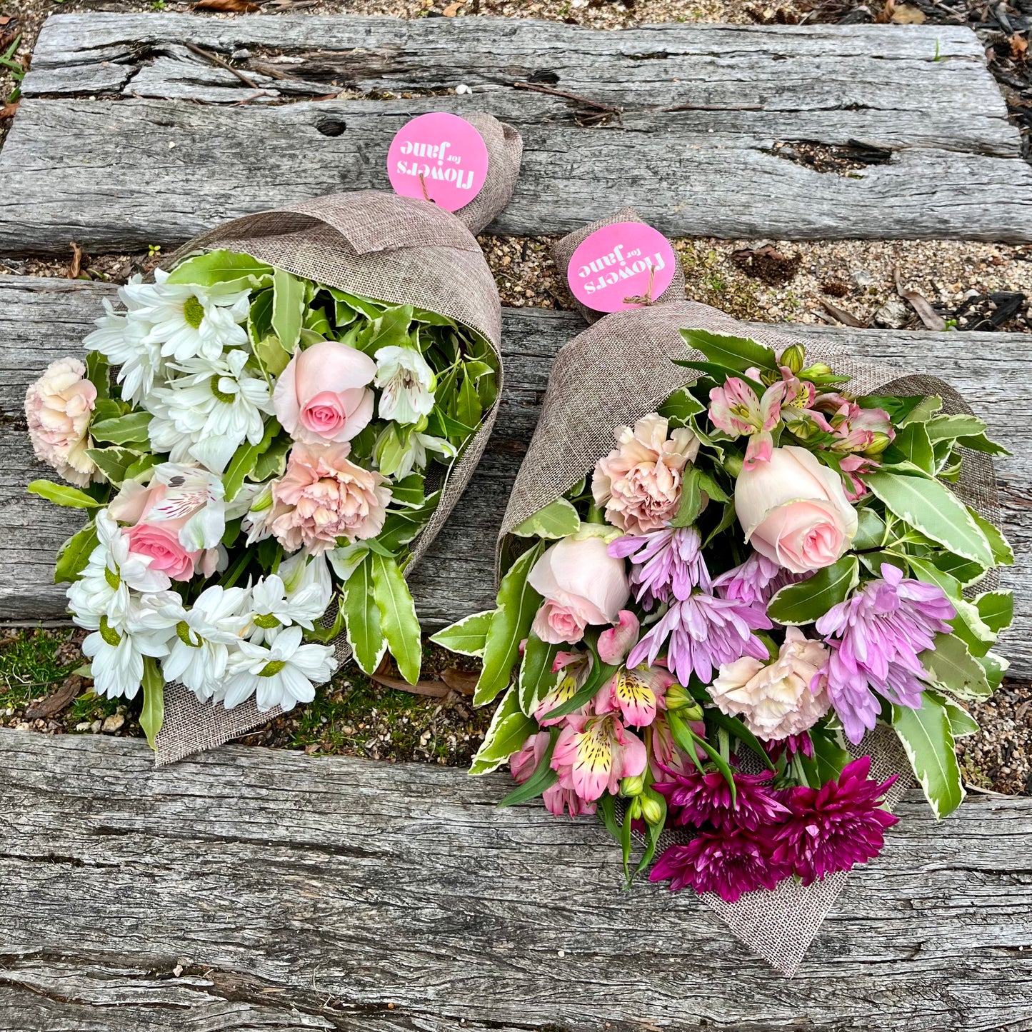 
                  
                    Hessian Wrapped bunch of Flowers
                  
                