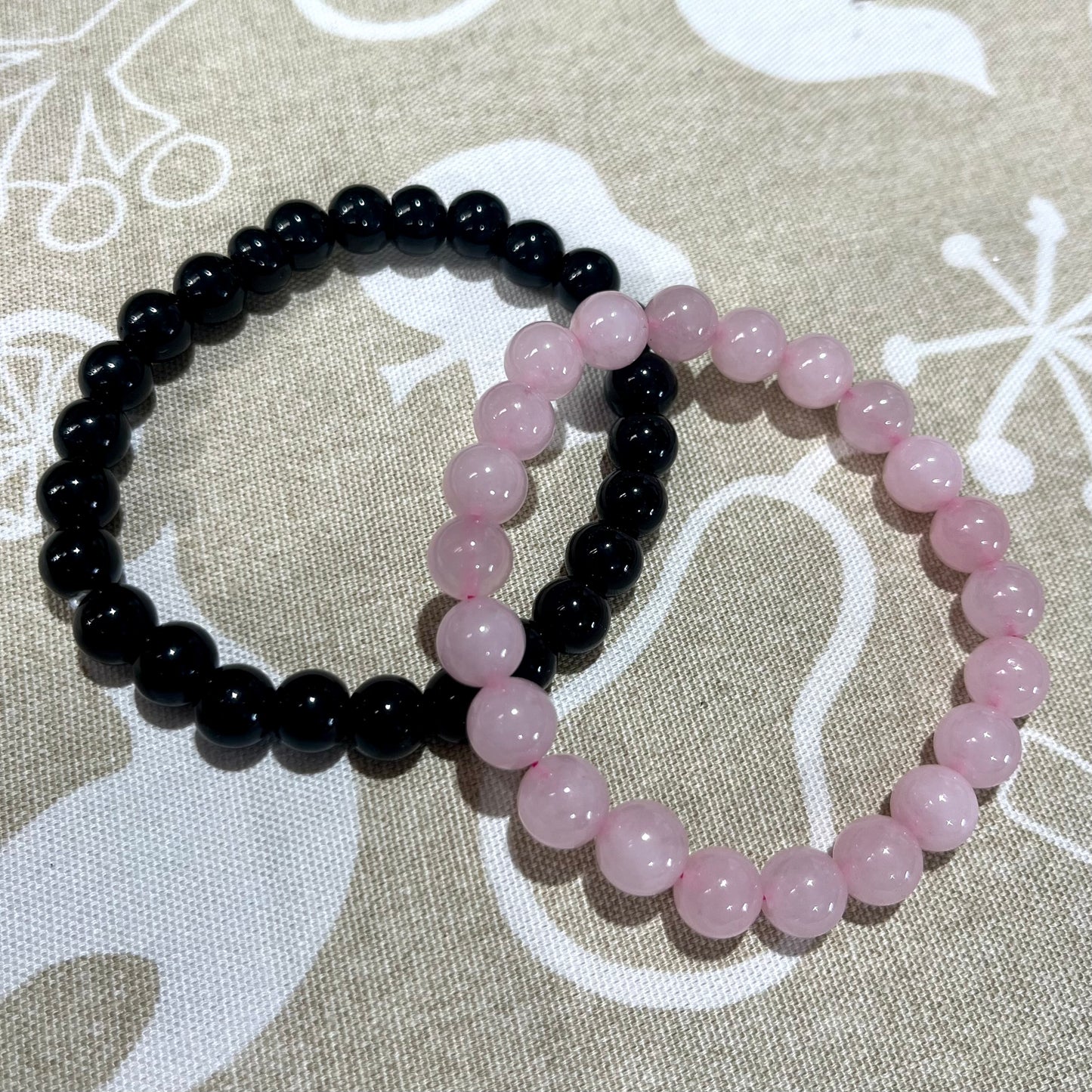 
                  
                    Gemstone beaded bracelet - Rose Quartz 'Unconditional loving' - Onyx 'Inner Courage'
                  
                