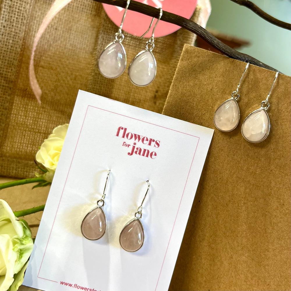 
                  
                    Rose Quartz 'Unconditional love' teardrop earrings
                  
                