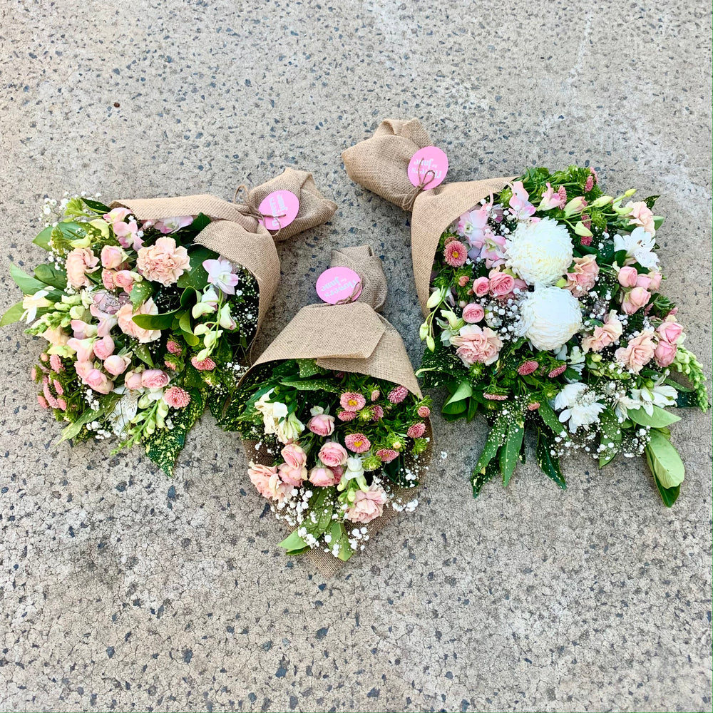 
                  
                    Hessian Wrapped bunch of Flowers
                  
                